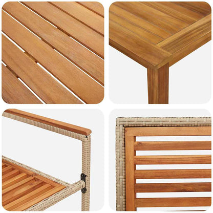 Garden Dining Set 7 pcs Beige Solid Acacia Wood