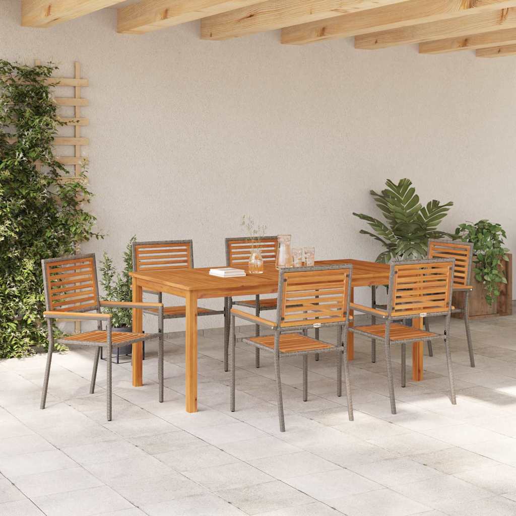 Garden Dining Set 7 pcs Grey Solid Acacia Wood