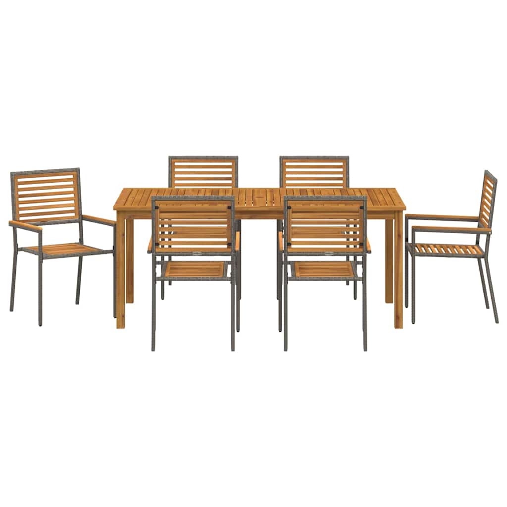 Garden Dining Set 7 pcs Grey Solid Acacia Wood