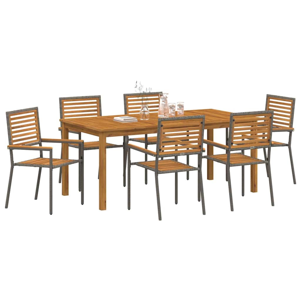 Garden Dining Set 7 pcs Grey Solid Acacia Wood
