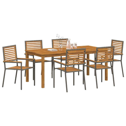 Garden Dining Set 7 pcs Grey Solid Acacia Wood