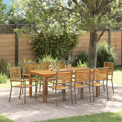 Garden Dining Set 9 pcs Grey Solid Acacia Wood