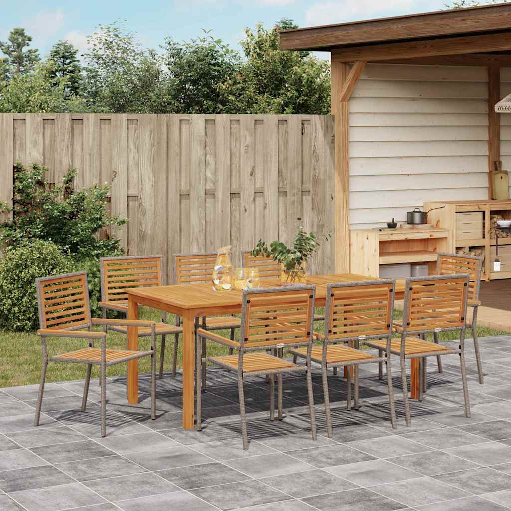 Garden Dining Set 9 pcs Grey Solid Acacia Wood