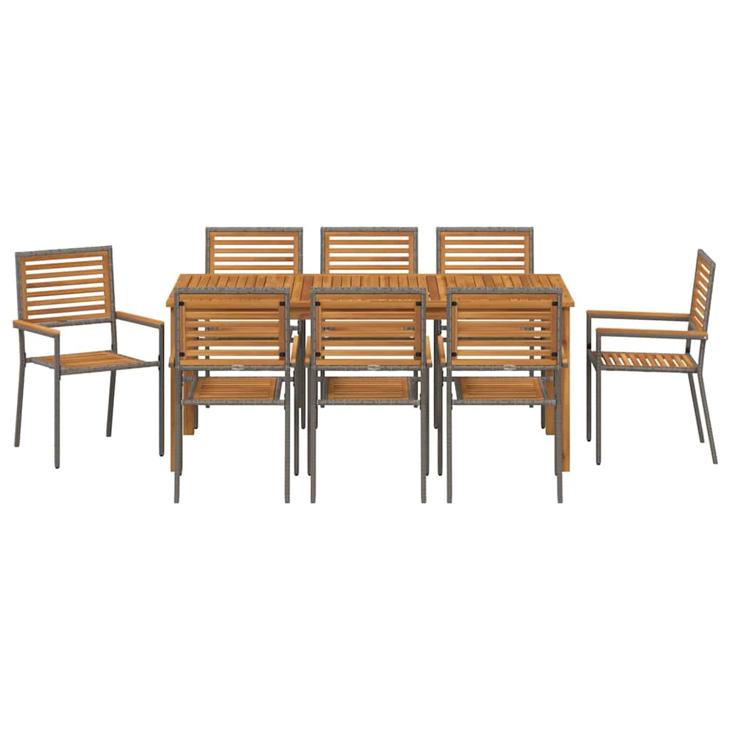 Garden Dining Set 9 pcs Grey Solid Acacia Wood