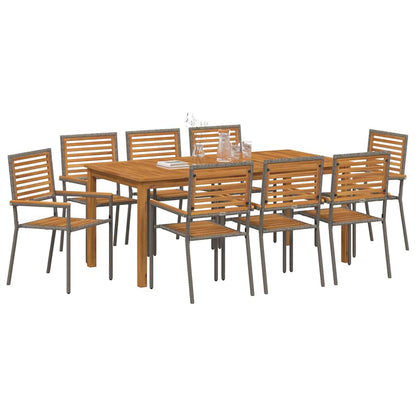 Garden Dining Set 9 pcs Grey Solid Acacia Wood
