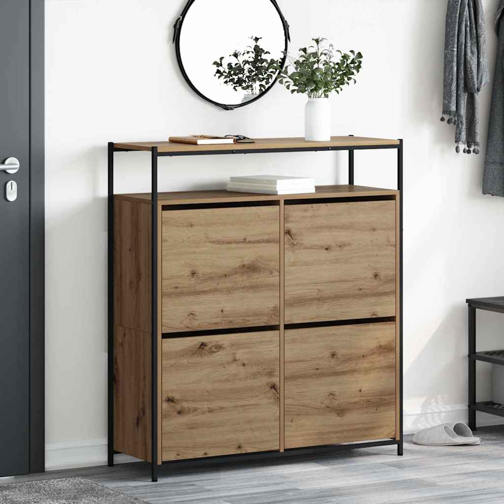 Shoe Cabinet 100 x 34 x 112 cm Engineered Wood Artisan Oak