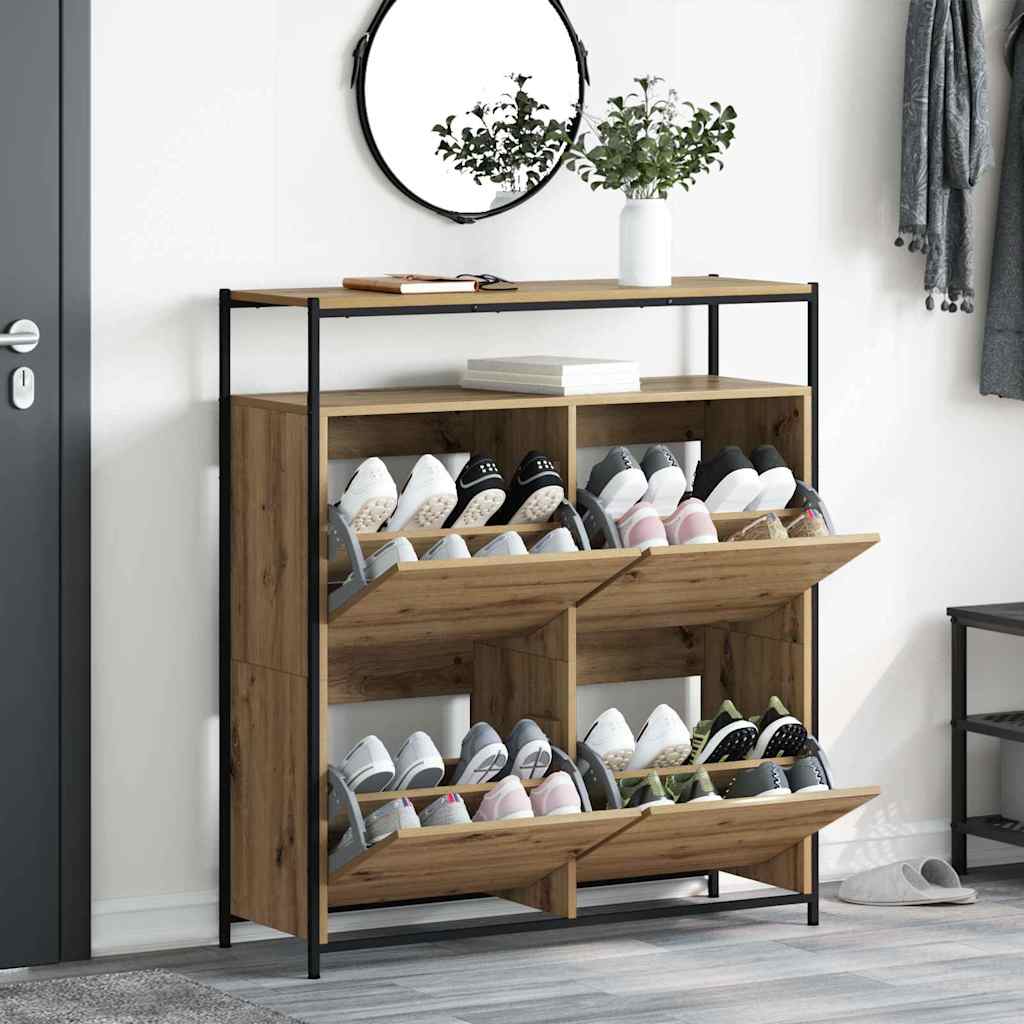 Shoe Cabinet 100 x 34 x 112 cm Engineered Wood Artisan Oak