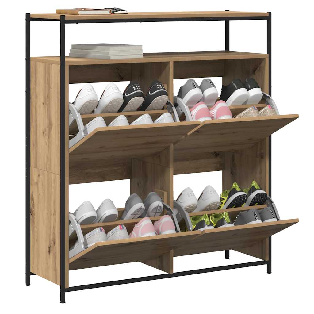 Shoe Cabinet 100 x 34 x 112 cm Engineered Wood Artisan Oak