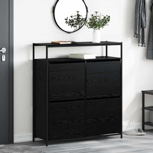 Shoe Cabinet 100 x 34 x 112 cm Engineered Wood Black Oak