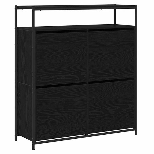 Shoe Cabinet 100 x 34 x 112 cm Engineered Wood Black Oak