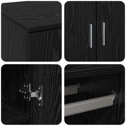 Highboard with Shelf Black oak 80 x 39 x 178 cm Engineered wood