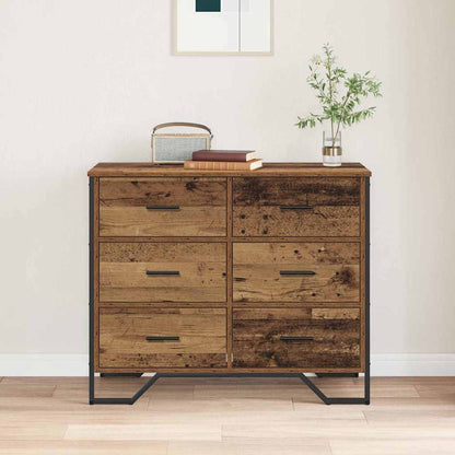 Chest of Drawers 6-Drawer Old Wood 91 x 35.5 x 74.5 cm