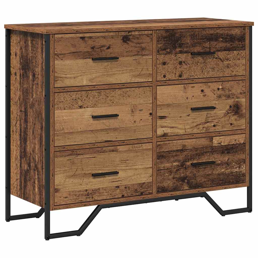 Chest of Drawers 6-Drawer Old Wood 91 x 35.5 x 74.5 cm