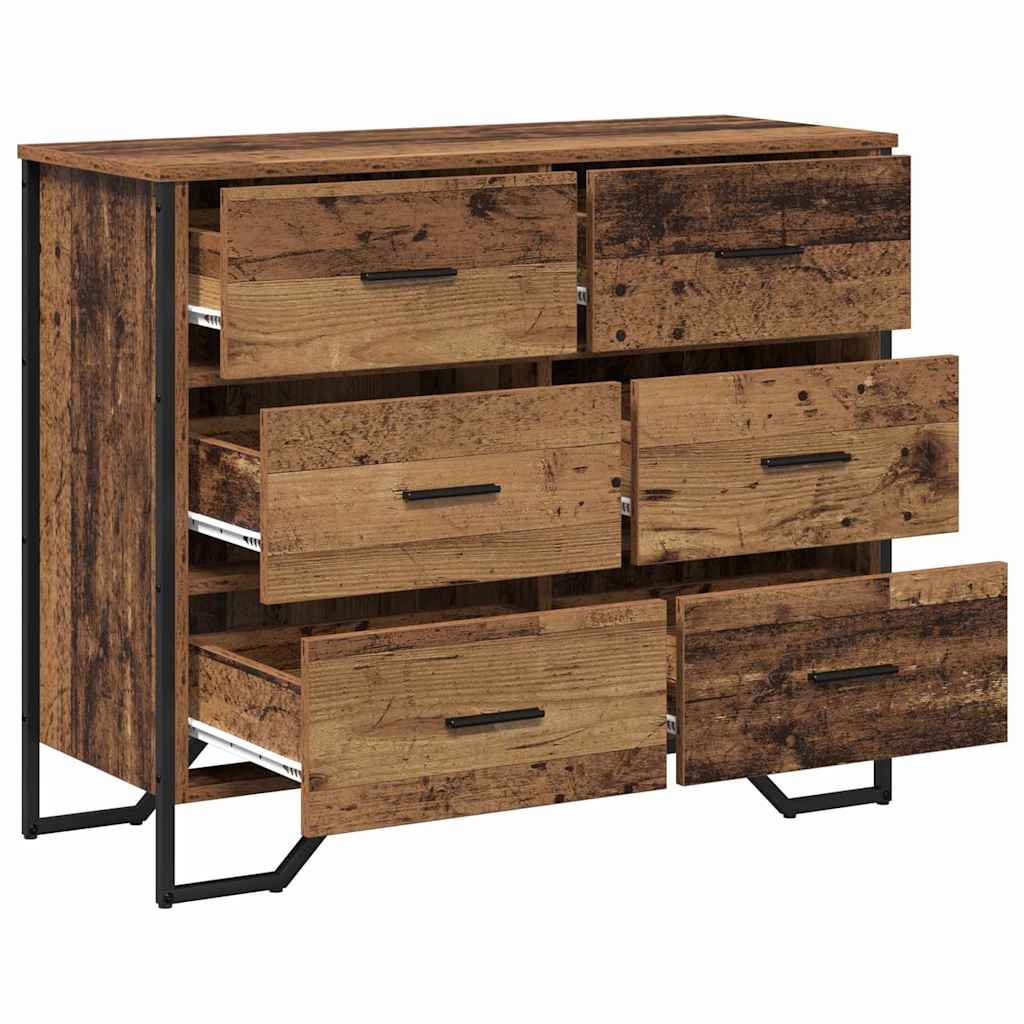 Chest of Drawers 6-Drawer Old Wood 91 x 35.5 x 74.5 cm