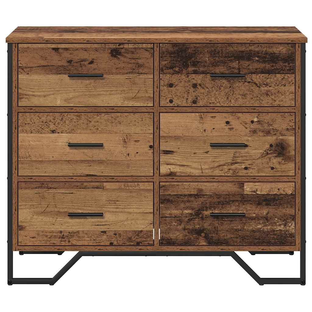 Chest of Drawers 6-Drawer Old Wood 91 x 35.5 x 74.5 cm