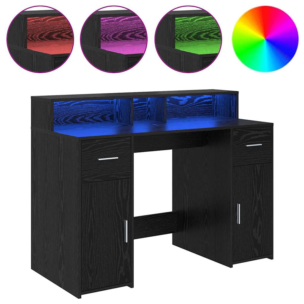 Desk with Drawer Black oak 120 x 55 x 91 cm Engineered wood