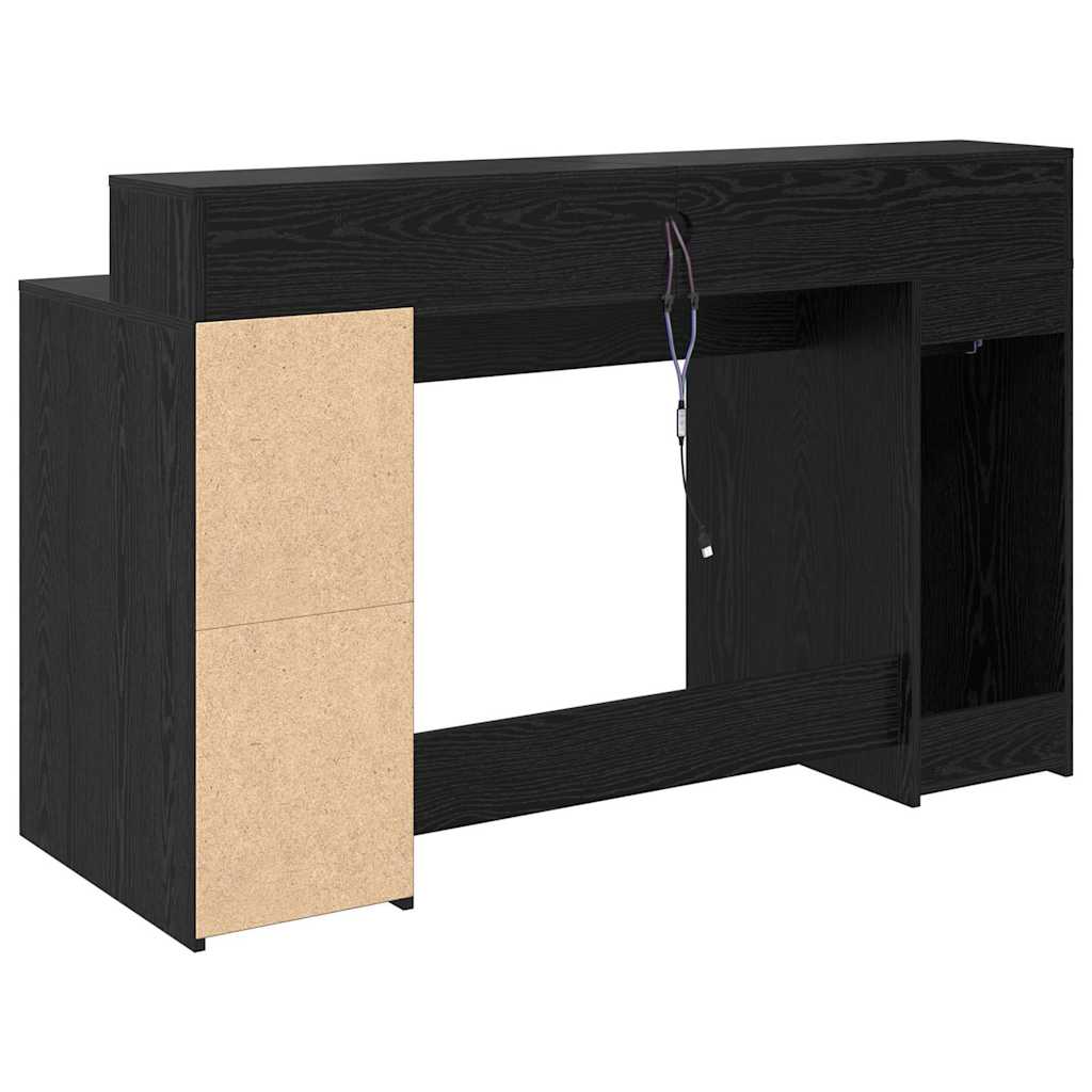 Desk with Drawer Black oak 140 x 55 x 91 cm Engineered wood