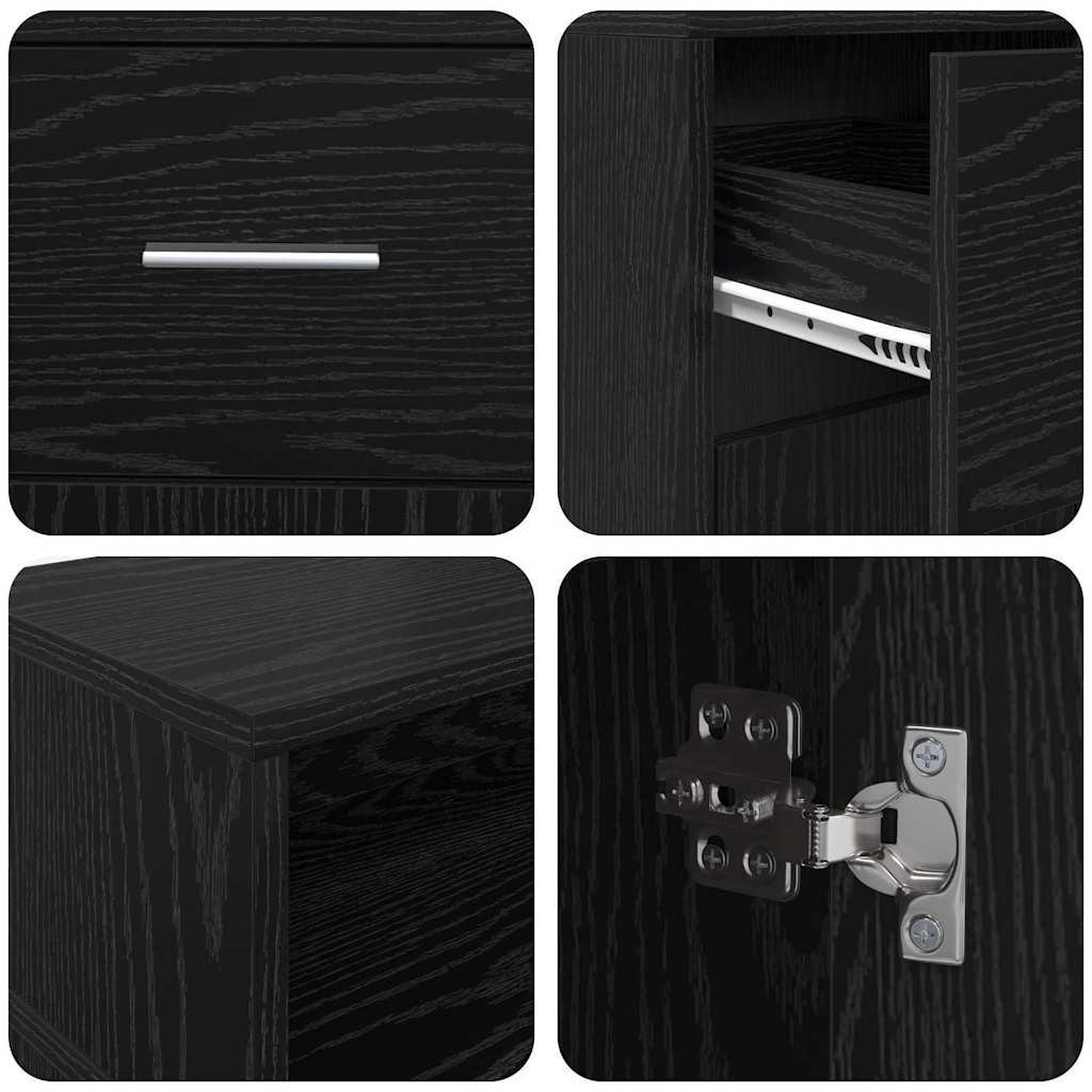Desk with Drawer Black oak 160 x 55 x 91 cm Engineered wood