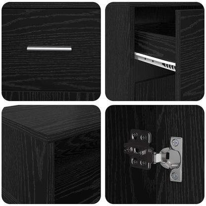 Desk with Drawer Black oak 160 x 55 x 91 cm Engineered wood