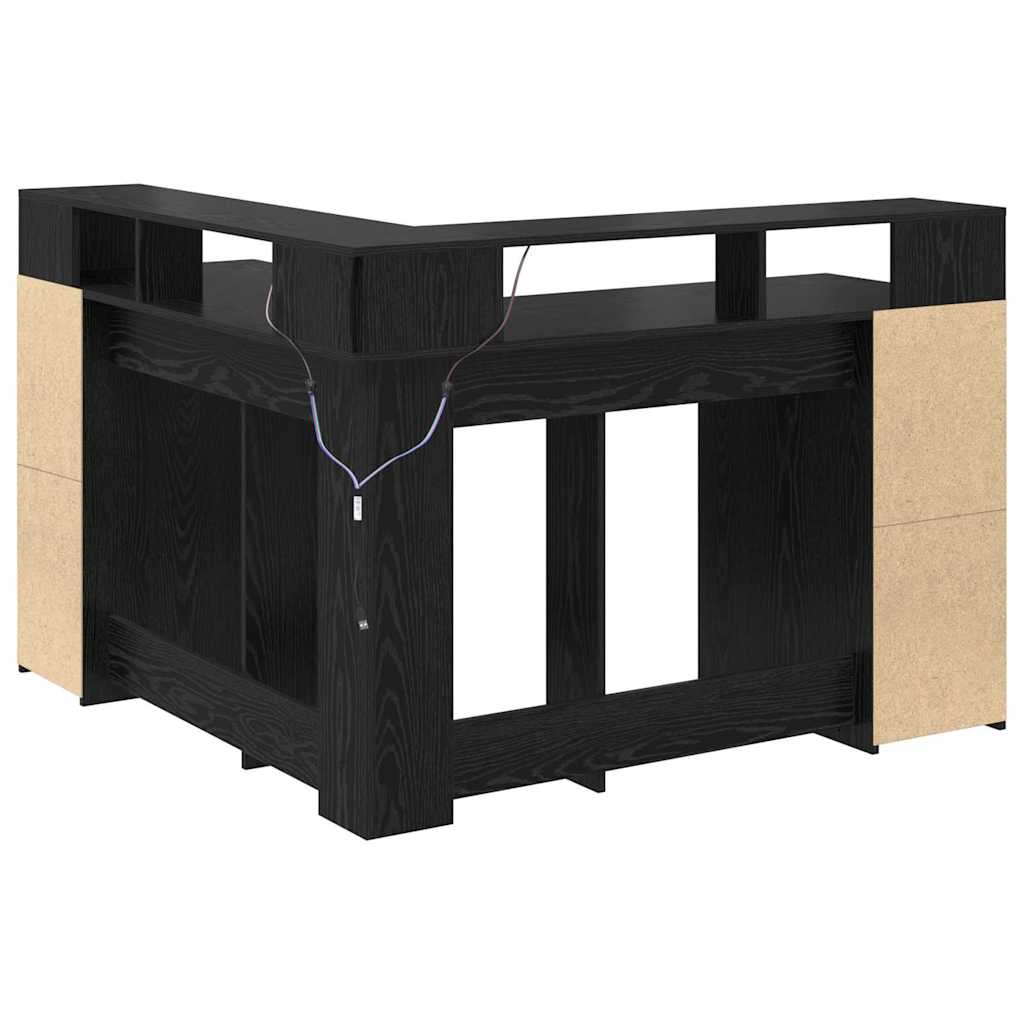 Desk with Shelf Black Oak 130 x 130 x 91 cm Engineered wood