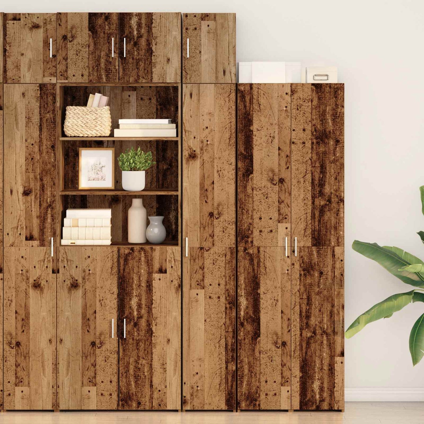 2-piece Storage Cabinet with Shelves 2 pcs Old Wood