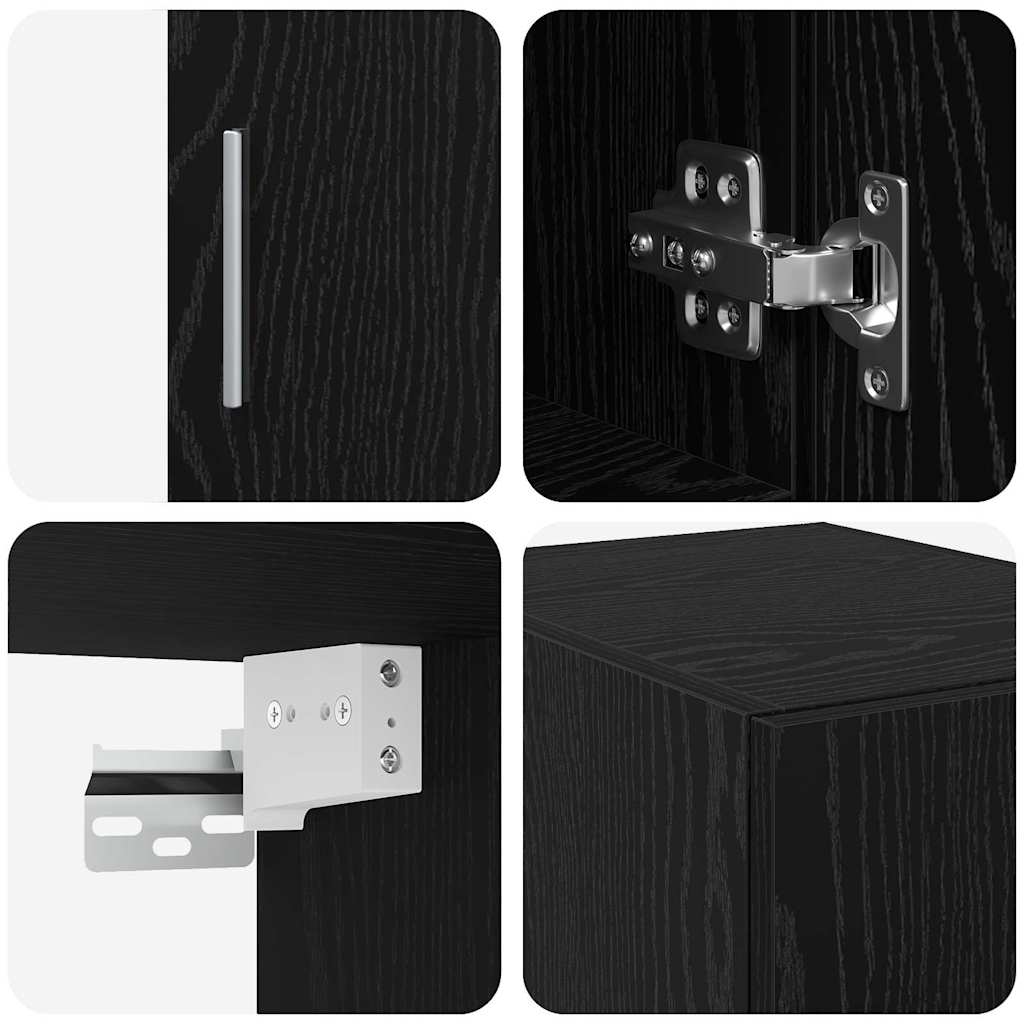 2-piece Storage Cabinet with Shelves 2 pcs Black Oak