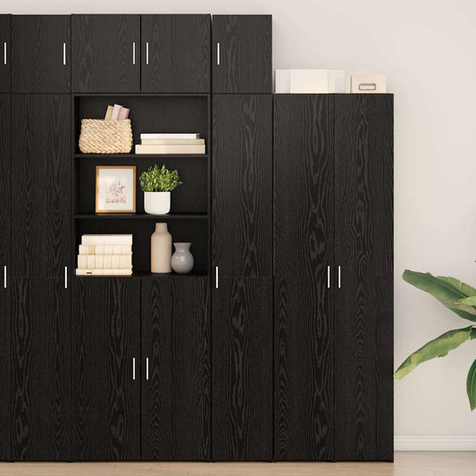 2-piece Storage Cabinet with Shelves 2 pcs Black Oak