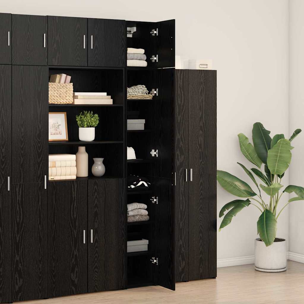 2-piece Storage Cabinet with Shelves 2 pcs Black Oak