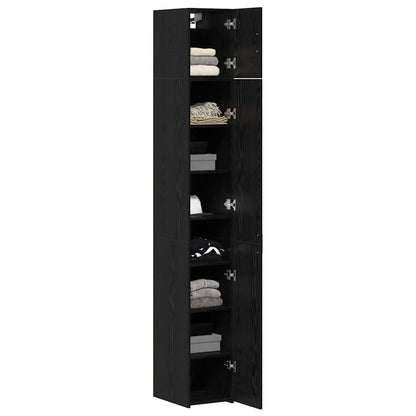 2-piece Storage Cabinet with Shelves 2 pcs Black Oak