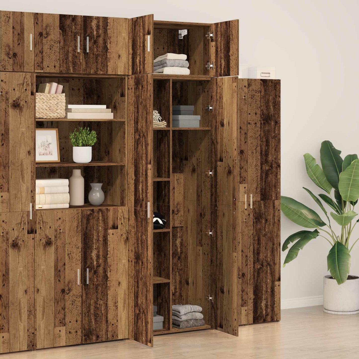 Storage Cabinet 2 pcs Old Wood 70 x 42.5 x 185 cm