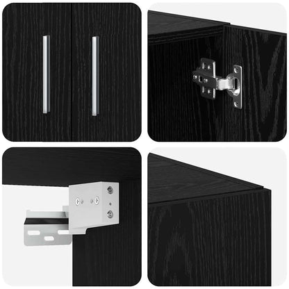 Storage Cabinet 2 pcs Black Oak 70 x 42.5 x 185 cm