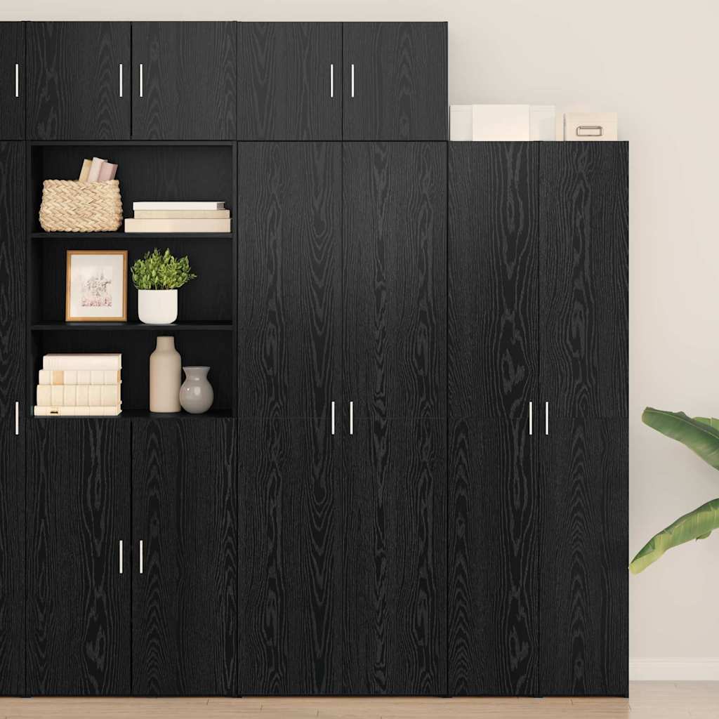 Storage Cabinet 2 pcs Black Oak 70 x 42.5 x 185 cm