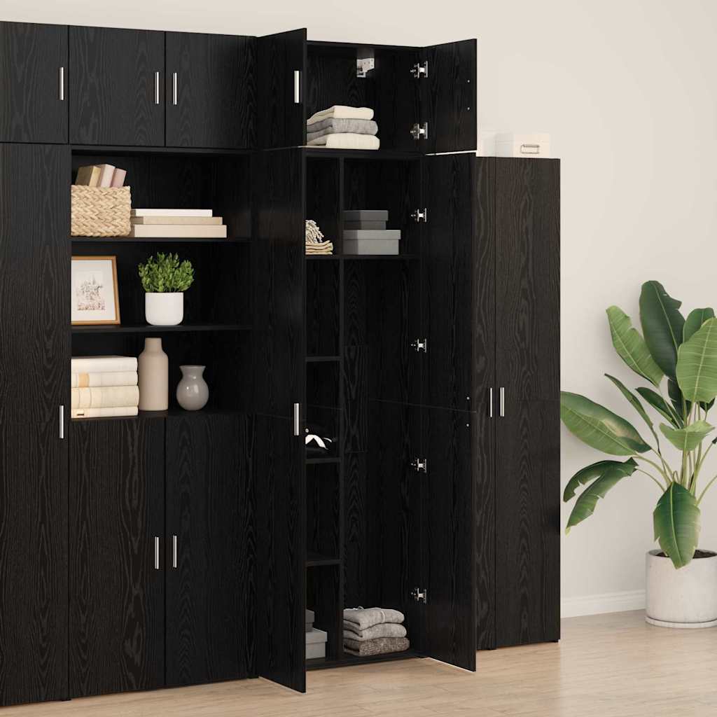 Storage Cabinet 2 pcs Black Oak 70 x 42.5 x 185 cm