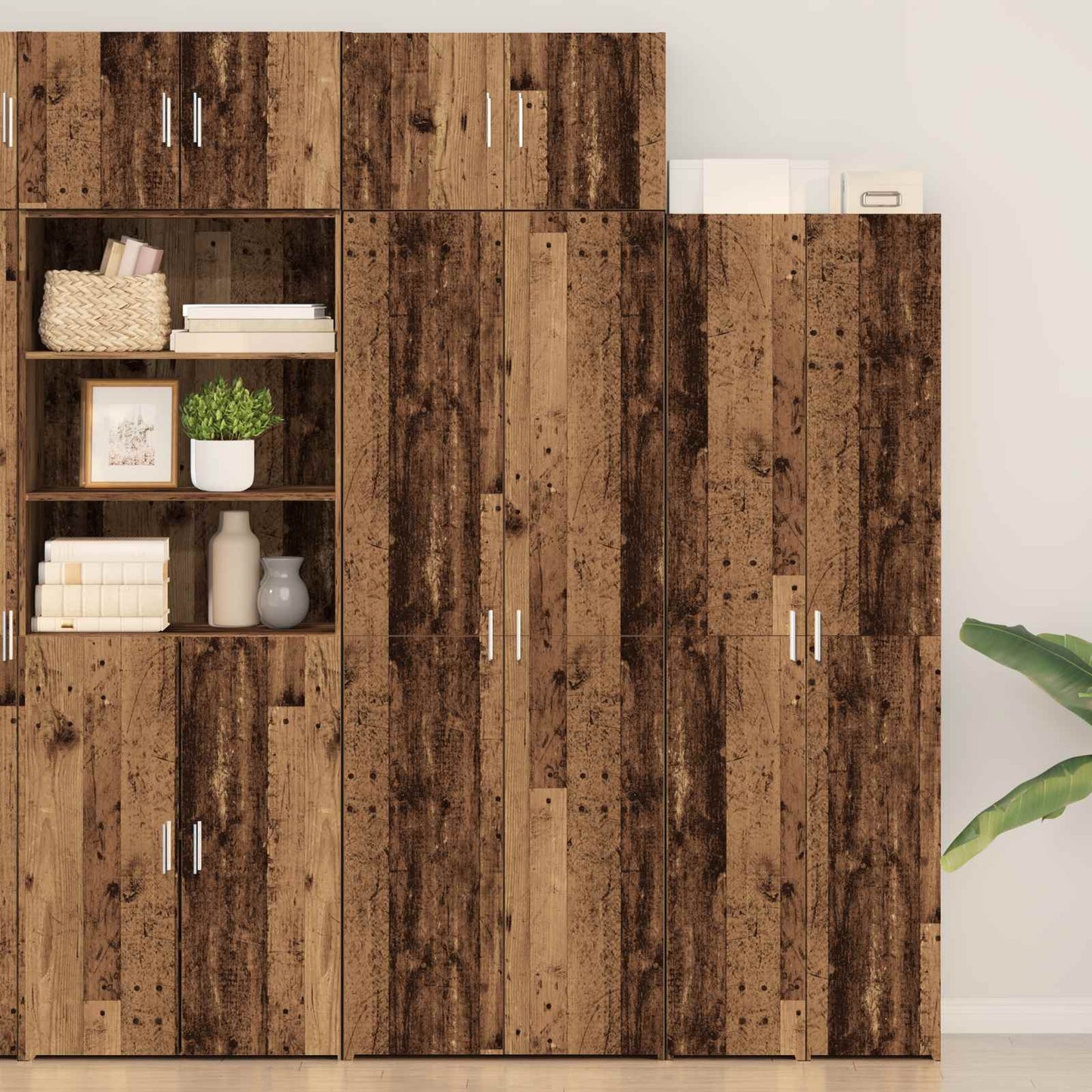 Storage Cabinet 2 pcs Old Wood 70 x 42.5 x 225 cm