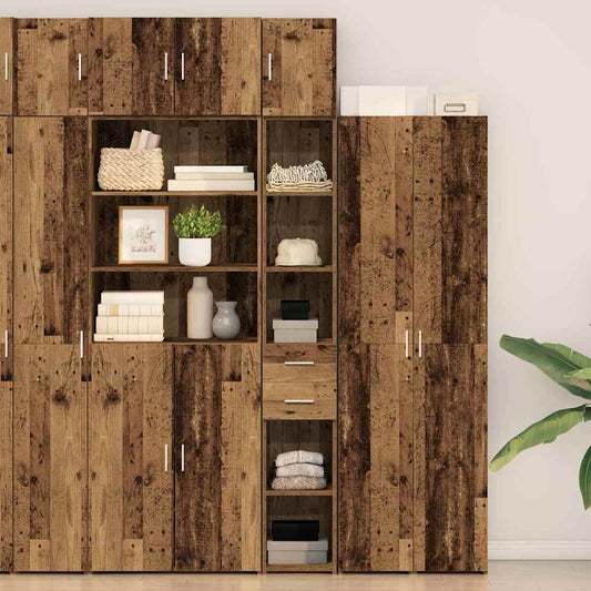 Storage Cabinet 2 pcs Old Wood 30 x 42.5 x 225 cm