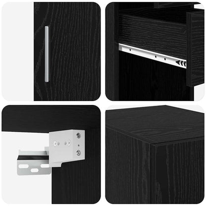 Storage Cabinet with Drawer 2 pcs Black Oak 30 x 42.5 x 225 cm