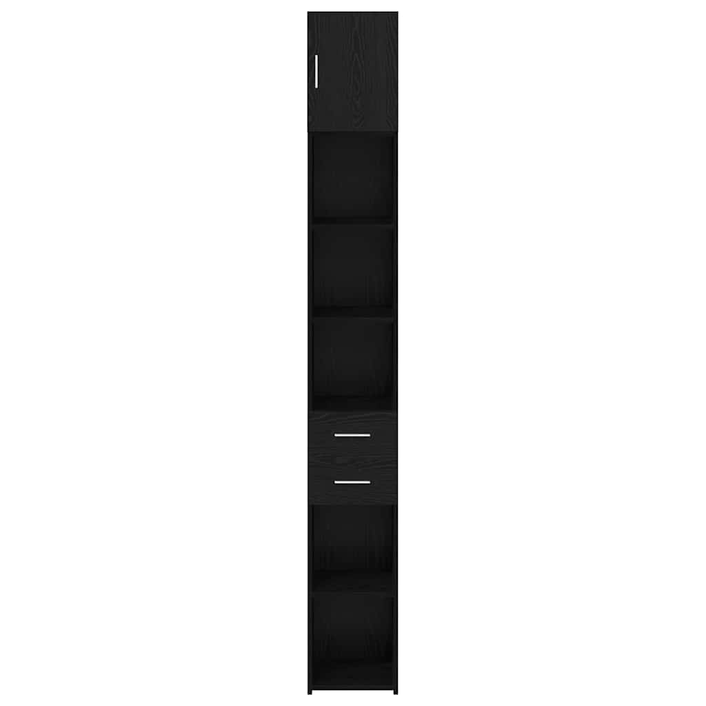 Storage Cabinet with Drawer 2 pcs Black Oak 30 x 42.5 x 225 cm