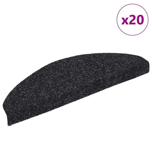 Stair Mats Self-adhesive 20 pcs 65x21x4 cm Black Half Round Large