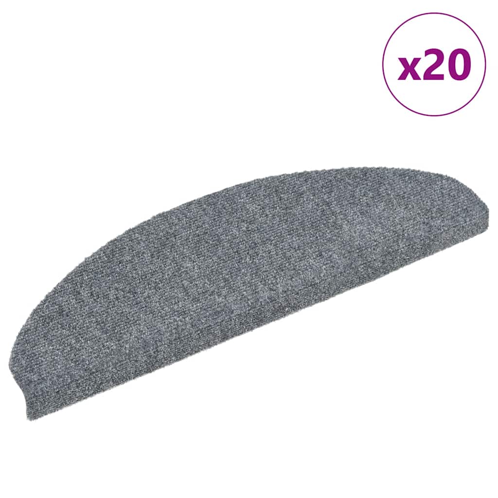 Stair Mats Self-adhesive 20 pcs 65x21x4 cm Light Grey Half Round Large