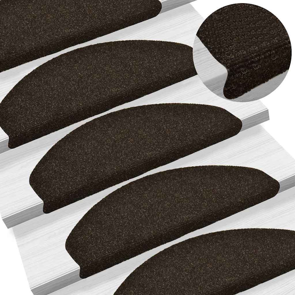 Stair Mats Self-adhesive 20 pcs 65x21x4 cm Dark Brown Half Round Large
