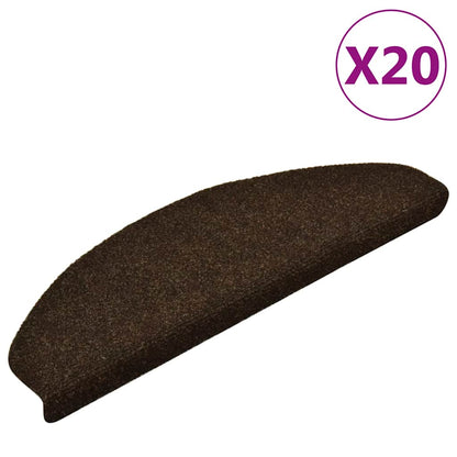 Stair Mats Self-adhesive 20 pcs 65x21x4 cm Brown Half Round Large