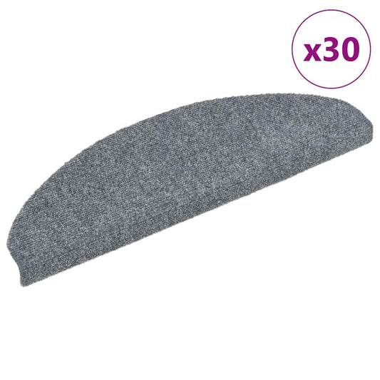 Stair Mats Self-adhesive 30 pcs 65x21x4 cm Light Grey Half Round Large