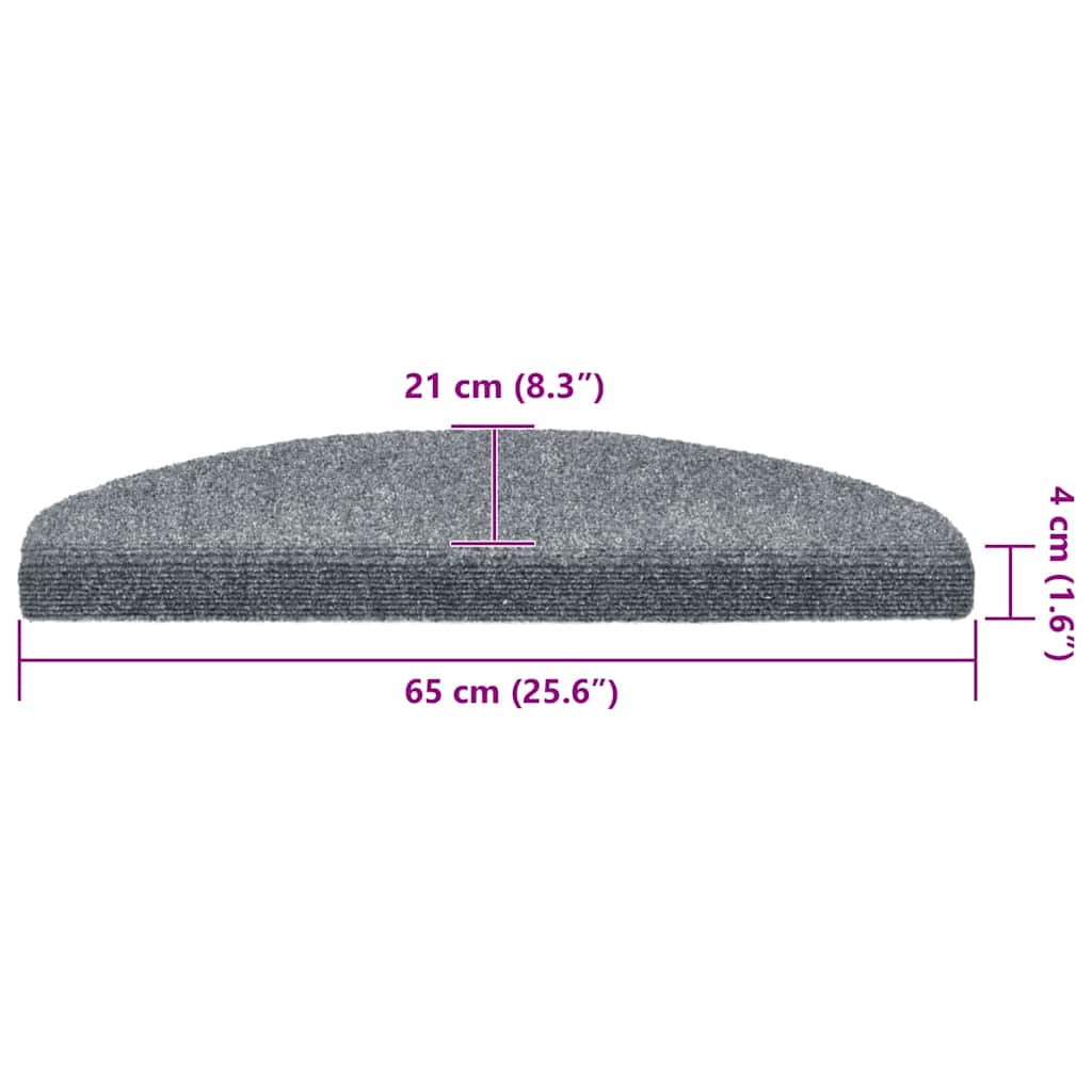 Stair Mats Self-adhesive 30 pcs 65x21x4 cm Light Grey Half Round Large