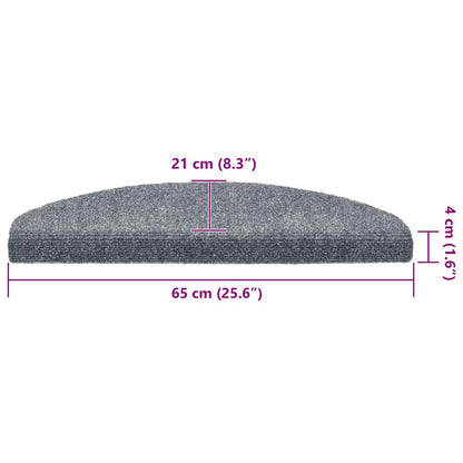 Stair Mats Self-adhesive 30 pcs 65x21x4 cm Light Grey Half Round Large