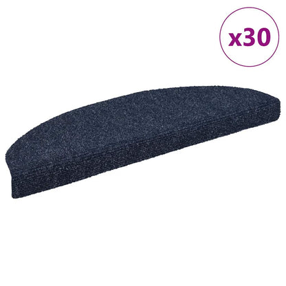 Stair Mats Self-adhesive 30 pcs 65x21x4 cm Blue Half Round Large