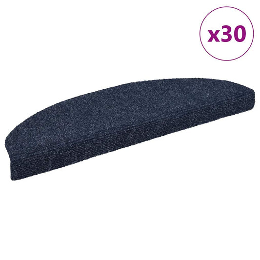 Stair Mats Self-adhesive 30 pcs 65x21x4 cm Blue Half Round Large