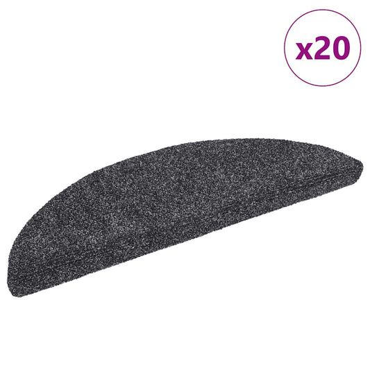 Stair Mats Self-adhesive 20 pcs 56x17x3 cm Dark Grey Half Round