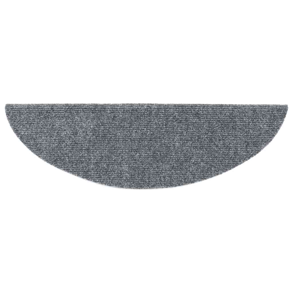 Stair Mats Self-adhesive 20 pcs 56x17x3 cm Light Grey Half Round