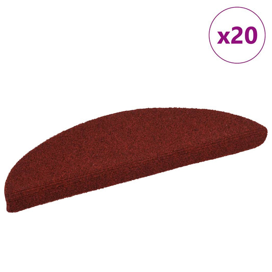 Stair Mats Self-adhesive 20 pcs 56x17x3 cm Bordeaux Red Half Round
