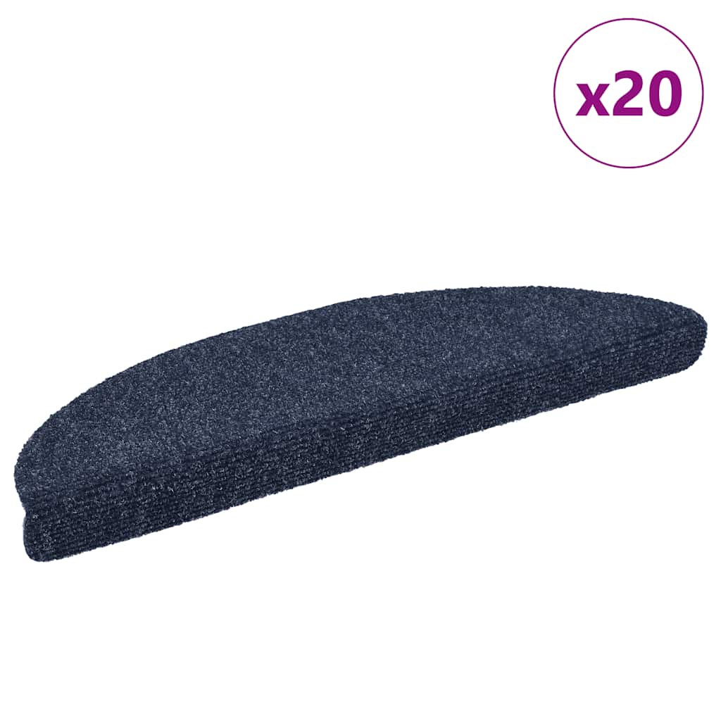 Stair Mats Self-adhesive 20 pcs 56x17x3 cm Blue Half Round
